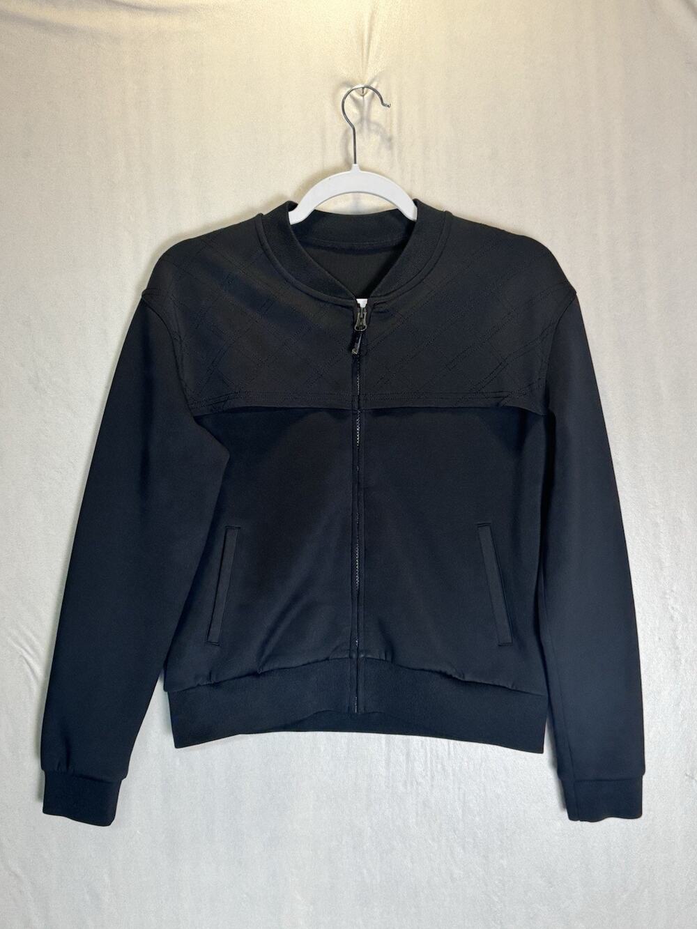 ZYIA Activewear Womens Primo Black Mesh Quilted Zip Up Jacket Athleisure Medium